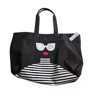 Lulu Guinness Larysa Black Canvass Tote Hand Bag, glasses